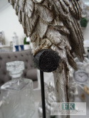 FIGURA PAPUGA 36 cm na statywie , patynowane, stare srebro
