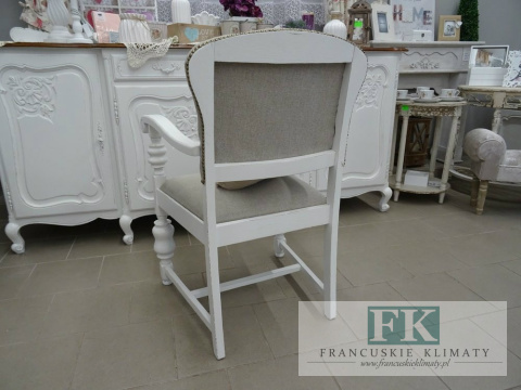 FOTEL dąb biel shabby zgaszony beż tkany