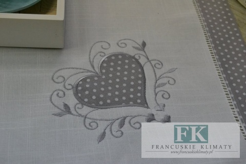 BIEŻNIK SERWETKA BIAŁE SERCE 85X85 PROWANSJA SHABBY CHIC VINTAGE LOFT