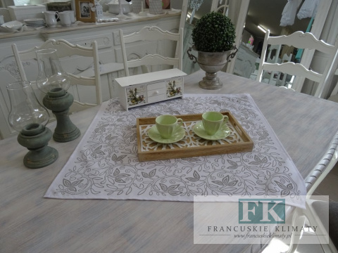 BIEŻNIK SERWETKA SILVER LEAF 75X75 BIAŁA PROWANSJA SHABBY CHIC VINTAGE LOFT BIEŻNIK SERWETKA SILVER LEAF 75X75 BIAŁA PROWANSJA SHABBY CHIC VINTAGE LOFT