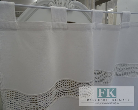 ZASŁONA FIRANA SZYDEŁKOWA SZELKI 180x90 BIAŁA WYRÓB RĘCZNY FRĘDZLE BAWEŁNA