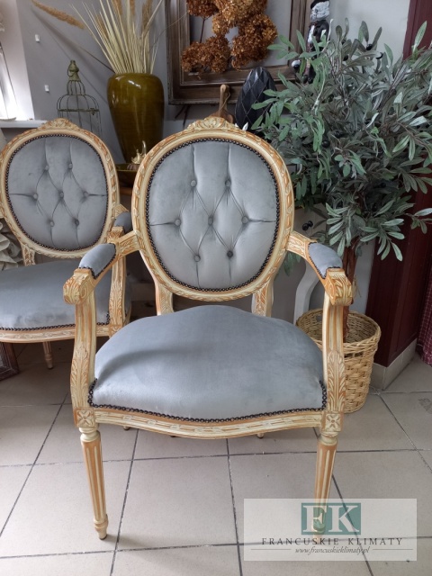 FRANCUSKI KPL. 2 X FOTEL medalion LUDWIK PLUSZ