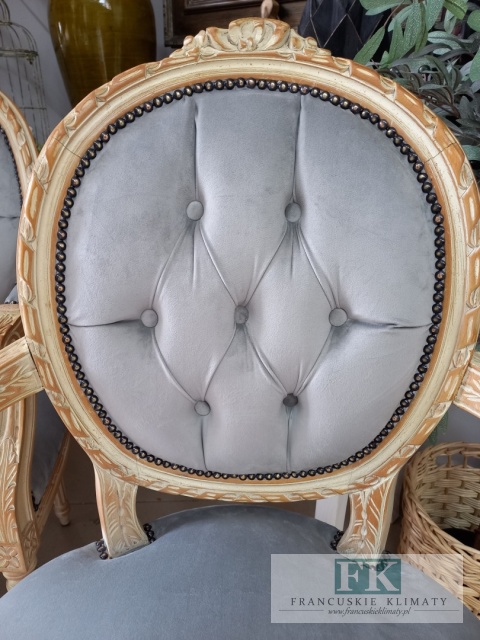 FRANCUSKI KPL. 2 X FOTEL medalion LUDWIK PLUSZ