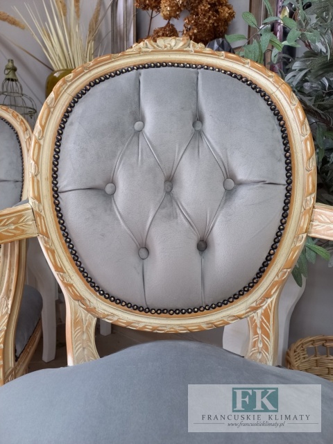 FRANCUSKI KPL. 2 X FOTEL medalion LUDWIK PLUSZ