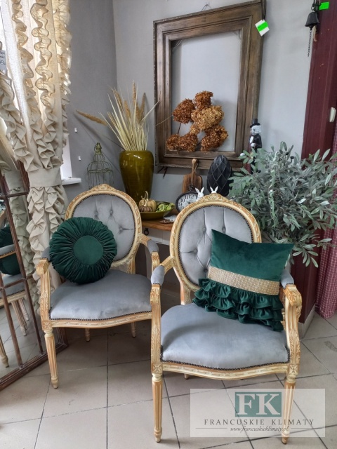 FRANCUSKI KPL. 2 X FOTEL medalion LUDWIK PLUSZ