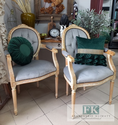 FRANCUSKI KPL. 2 X FOTEL medalion LUDWIK PLUSZ