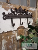 ŻELIWNY WIESZAK ŚCIENNY Z 3 HAKAMI 29 CM , RETRO ,