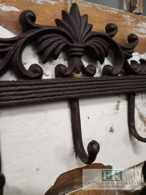 ŻELIWNY WIESZAK ŚCIENNY Z 3 HAKAMI 29 CM , RETRO ,