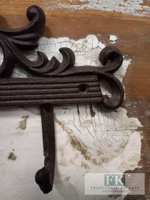 ŻELIWNY WIESZAK ŚCIENNY Z 3 HAKAMI 29 CM , RETRO ,