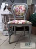 FRANCUSKIE KRZESŁO SZARY medalion KWIATY DĄB