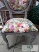 FRANCUSKIE KRZESŁO SZARY medalion KWIATY DĄB
