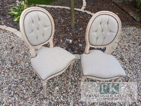 *FRANCUSKIE KRZESŁO MEDALION LUDWIK tkany zgaszony beż