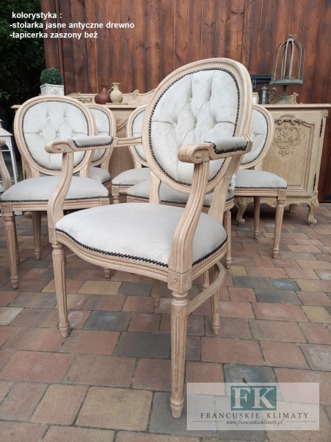 *FRANCUSKIE KRZESŁO MEDALION PODŁOKIETNIKI mix kolorów + antyczne drewno DĄB