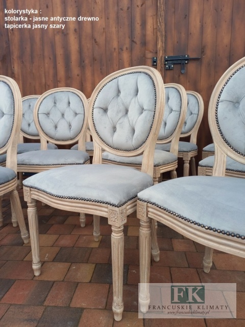 *FRANCUSKIE KRZESŁO MEDALION mix kolorów + antyczne drewno DĄB