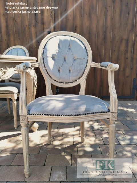 *FRANCUSKIE KRZESŁO MEDALION PODŁOKIETNIKI mix kolorów + antyczne drewno DĄB