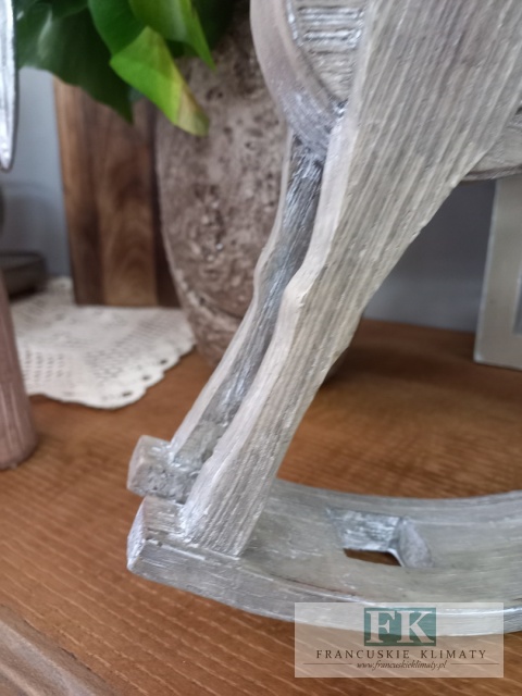 KOŃ NA BIEGUNACH 30 CM ANTYCZNE DREWNO