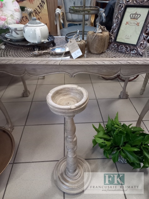 postument 54 cm drewno ŚWIECZNIK / KWIETNIK antyczne drewno