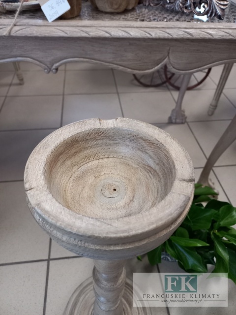 postument 54 cm drewno ŚWIECZNIK / KWIETNIK antyczne drewno