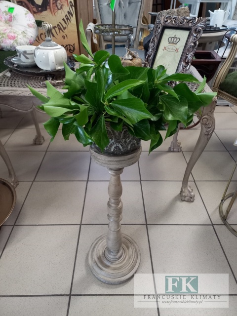 postument 54 cm drewno ŚWIECZNIK / KWIETNIK antyczne drewno