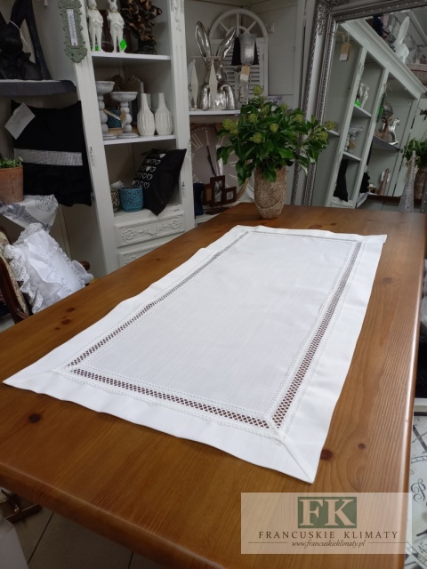 BIEŻNIK DEKORACYJNY 60X120 haft mereżka PROWANSJA SHABBY CHIC VINTAGE LOFT