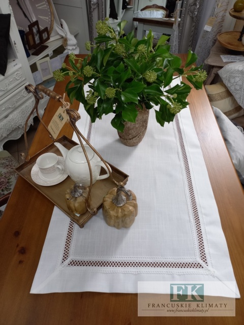 BIEŻNIK DEKORACYJNY 50X100 haft mereżka PROWANSJA SHABBY CHIC VINTAGE LOFT