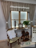 KOMPLET NATURA ciemny beż , lambrekin 290/45 , zasłony 140/160 , koronka