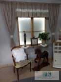 KOMPLET NATURA ciemny beż , lambrekin 290/45 , zasłony 140/160 , koronka
