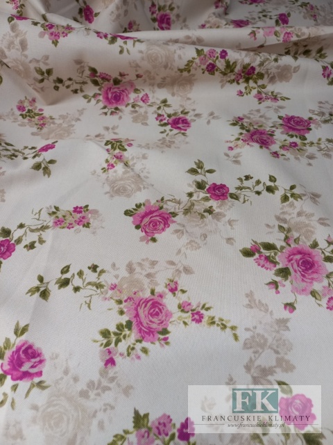 ! TKANINA MATERIAŁ KWIATY 160 szer "RÓŻYCZKI" KWIATY PROWANSJA , SHABBY
