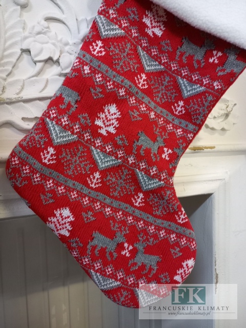 DEKORACYJNA SKARPETA WEŁNINA "RENIFERKI" 46 CM