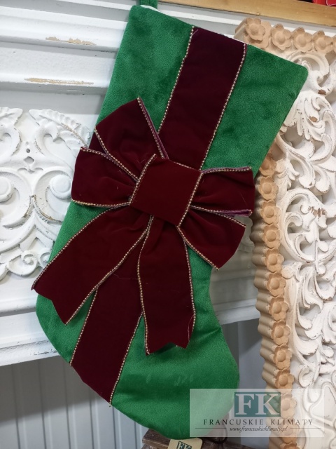 DEKORACYJNA SKARPETA KOKARDA CZERWONA 48 CM