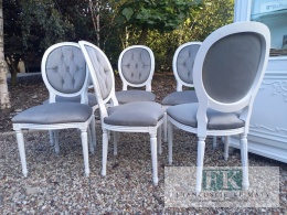 *FRANCUSKI kpl. 6 szt. KRZESŁA MEDALION biel + plusz