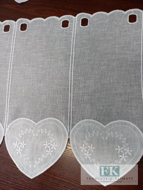 METRAŻ ! ZAZDROSTKA SERCE WITRAŻ BIEL HAFT WITRAŻ WYS 40 CM , PROWANSJA , VINTAGE , RETRO , SHABBY CHIC