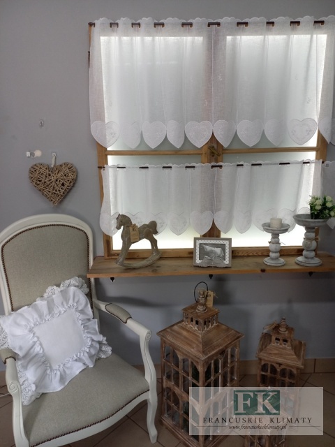 METRAŻ ! ZAZDROSTKA SERCE WITRAŻ BIEL HAFT WITRAŻ WYS 60 CM , PROWANSJA , VINTAGE , RETRO , SHABBY CHIC