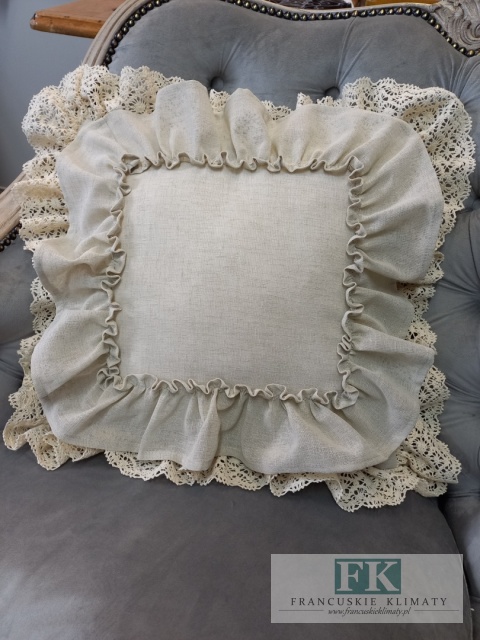 POSZEWKA 40/40 NATURA PODWÓJNA FALBANA KORONKA ,PROWANSJA, SHABBY,CHIC