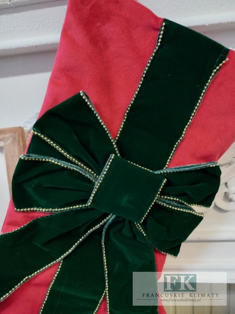 DEKORACYJNA SKARPETA KOKARDA ZIELONA 48 CM