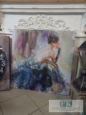 OBRAZ NA PŁÓNIE 100 X 100 CM DAMA W RĘKAWICZCE