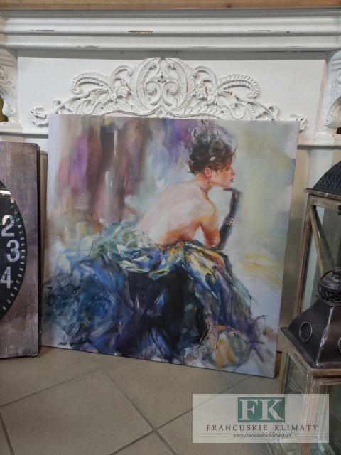 OBRAZ NA PŁÓNIE 100 X 100 CM DAMA W RĘKAWICZCE
