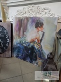 OBRAZ NA PŁÓNIE 100 X 100 CM DAMA W RĘKAWICZCE