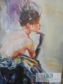 OBRAZ NA PŁÓNIE 100 X 100 CM DAMA W RĘKAWICZCE