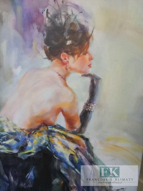 OBRAZ NA PŁÓNIE 100 X 100 CM DAMA W RĘKAWICZCE