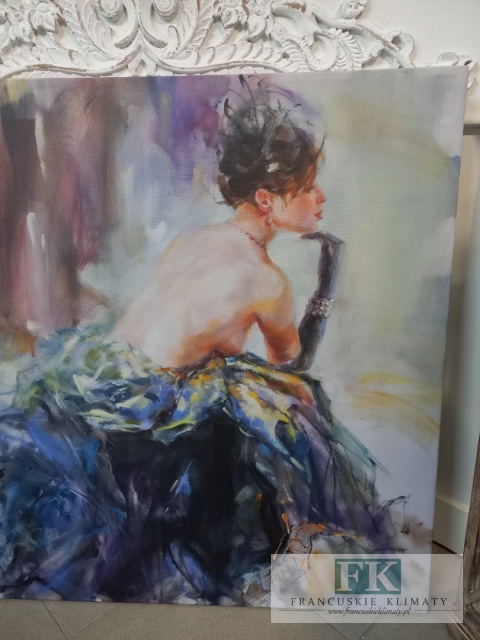 OBRAZ NA PŁÓNIE 100 X 100 CM DAMA W RĘKAWICZCE