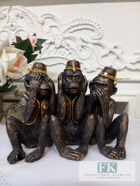 FIGURKA DEKORACYJNA MAŁPKI 3 MAŁPKI 19 CM
