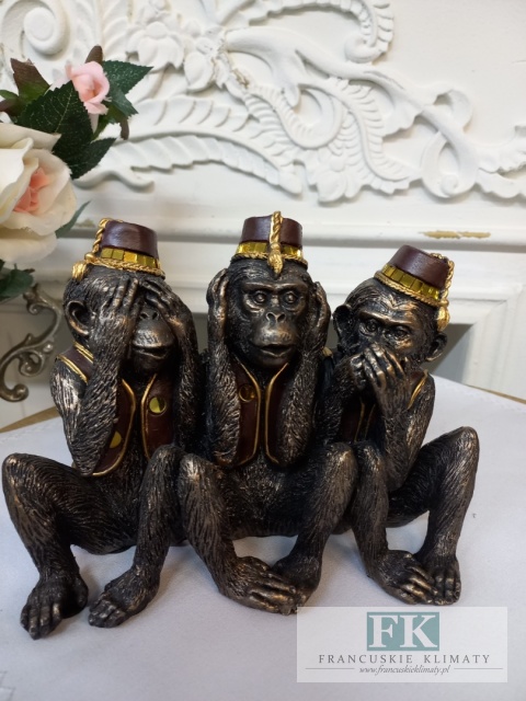 FIGURKA DEKORACYJNA MAŁPKI 3 MAŁPKI 19 CM