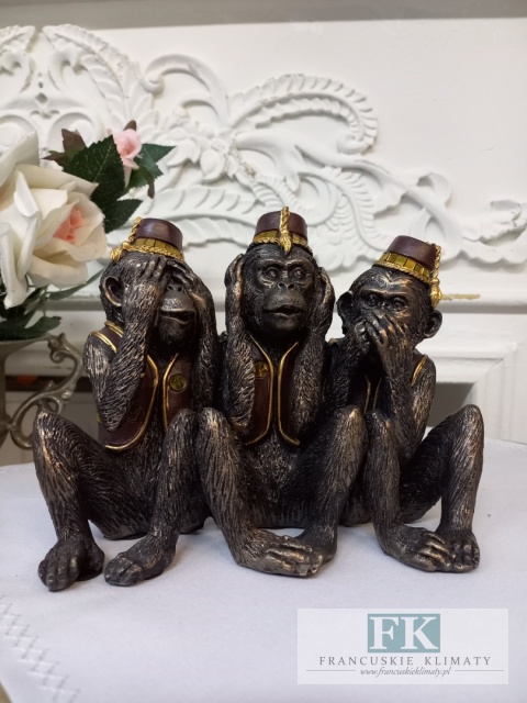 FIGURKA DEKORACYJNA MAŁPKI 3 MAŁPKI 19 CM