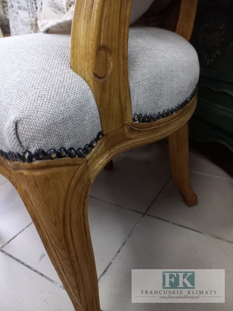 FRANCUSKI FOTEL DĄB TAPICERKA TKANA