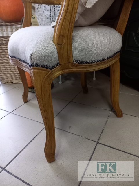 FRANCUSKI FOTEL DĄB TAPICERKA TKANA
