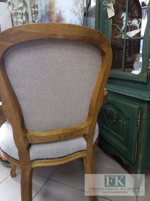 FRANCUSKI FOTEL DĄB TAPICERKA TKANA