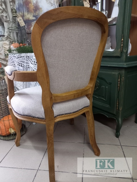 FRANCUSKI FOTEL DĄB TAPICERKA TKANA