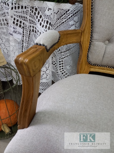 FRANCUSKI FOTEL DĄB TAPICERKA TKANA