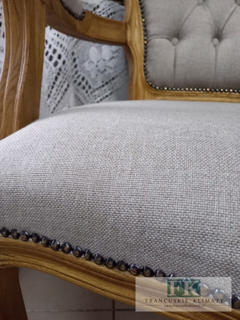 FRANCUSKI FOTEL DĄB TAPICERKA TKANA